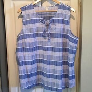 Talbots Factory Blue and Red Stripe Sleeveless Top